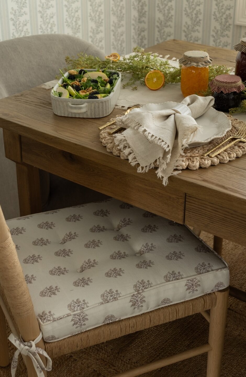 Dining Table Chair Cushion With Ties